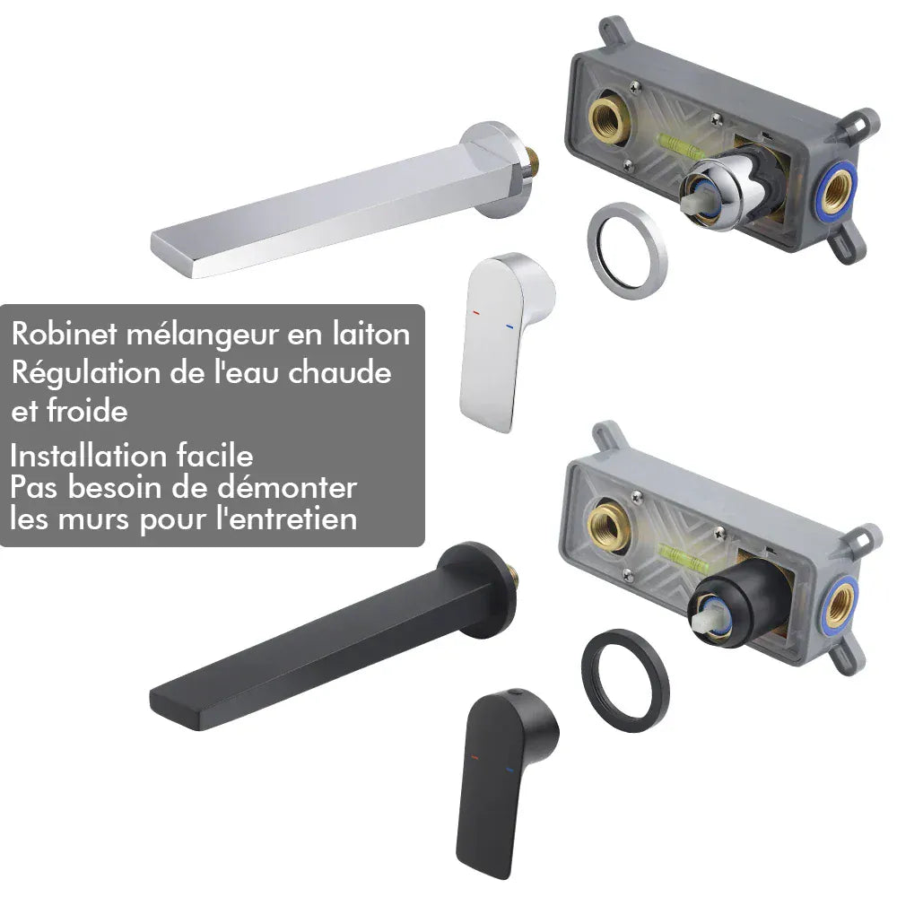 Mitigeur mural de salle de bain noir mat