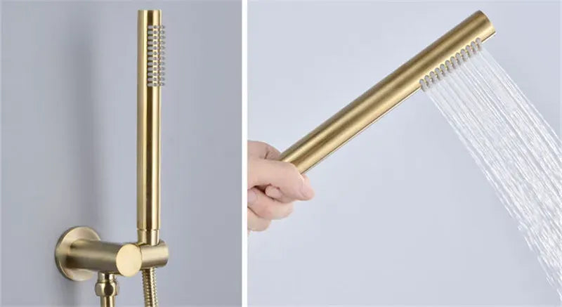 Ensemble de robinets encastrable pour baignoire en or brossé