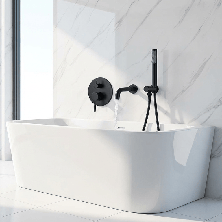 Ensemble de robinets encastrable pour baignoire noir mat