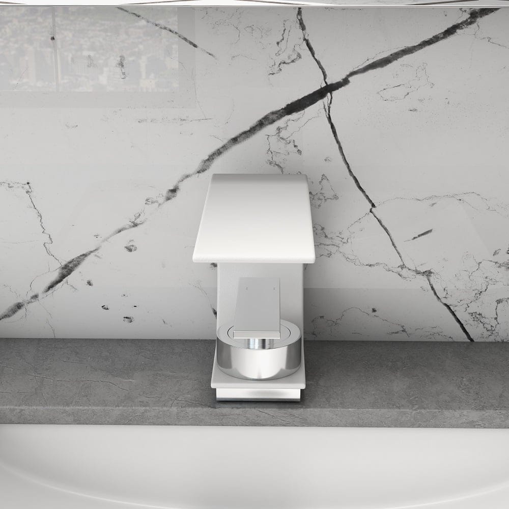 Mitigeur avec bec en cascade blanc