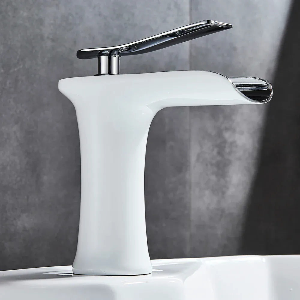 Mitigeur cascade de lavabo blanc