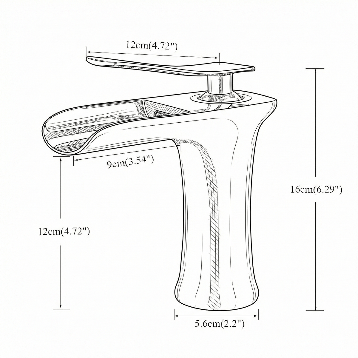 Mitigeur cascade de lavabo noir mat