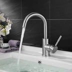 Mitigeur col de cygne pour lavabo gris brossé