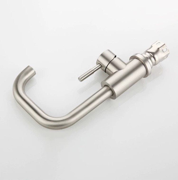 Mitigeur col de cygne pour lavabo gris brossé