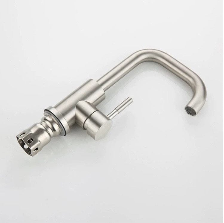 Mitigeur col de cygne pour lavabo gris brossé