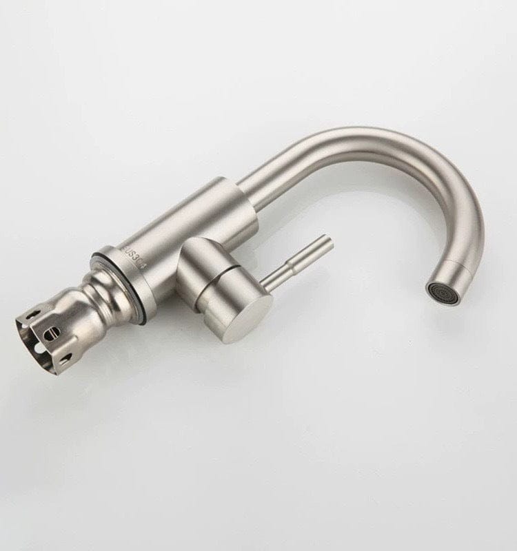 Mitigeur col de cygne pour lavabo gris brossé