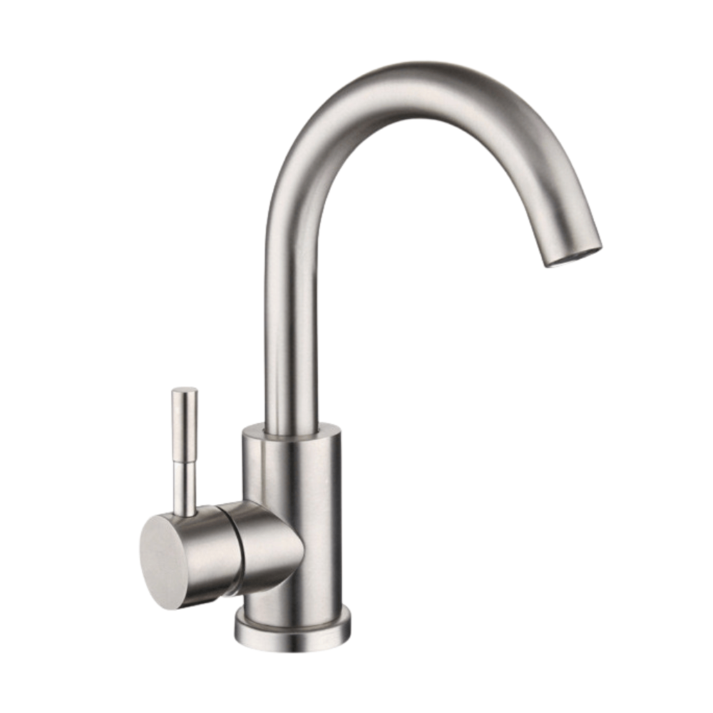 Mitigeur col de cygne pour lavabo gris brossé