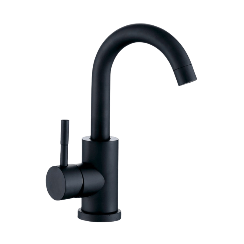 Mitigeur col de cygne pour lavabo noir mat
