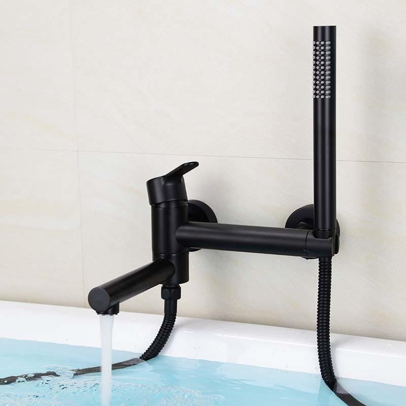 Mitigeur de baignoire avec douchette noir mat