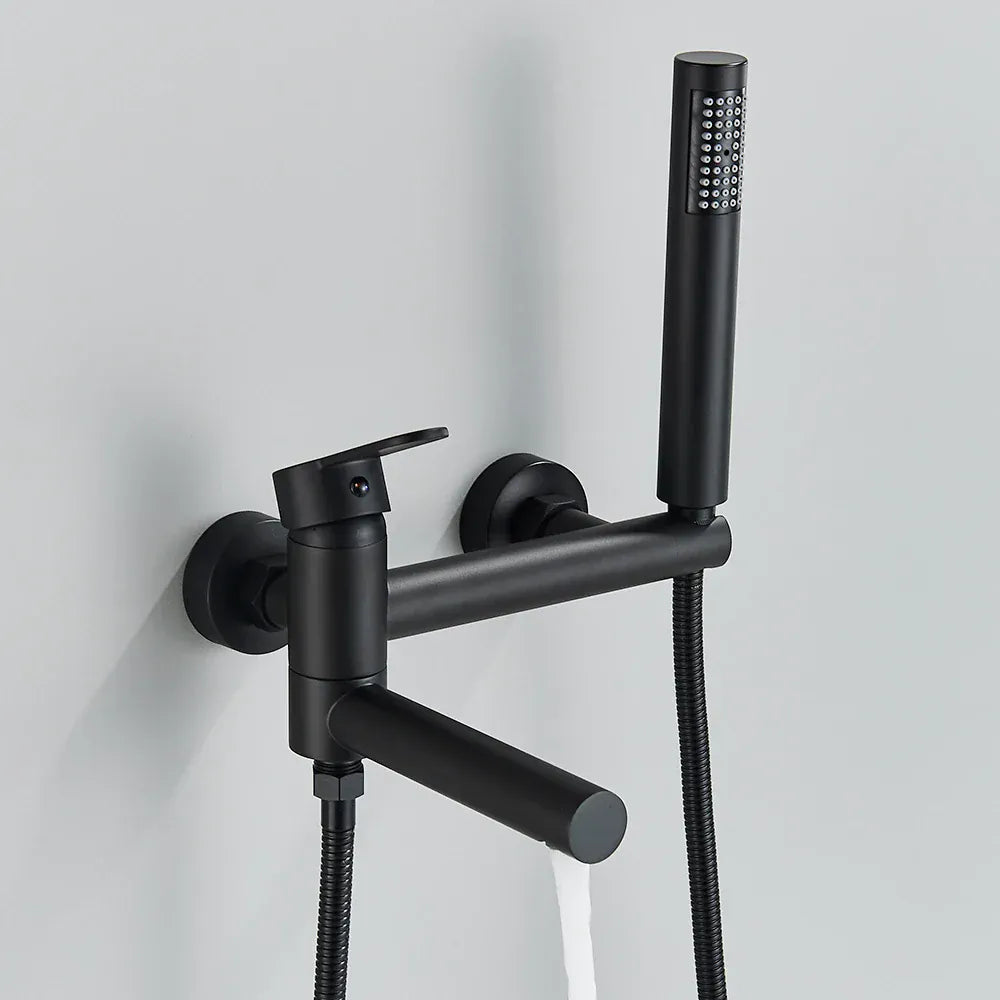 Mitigeur de baignoire avec douchette noir mat