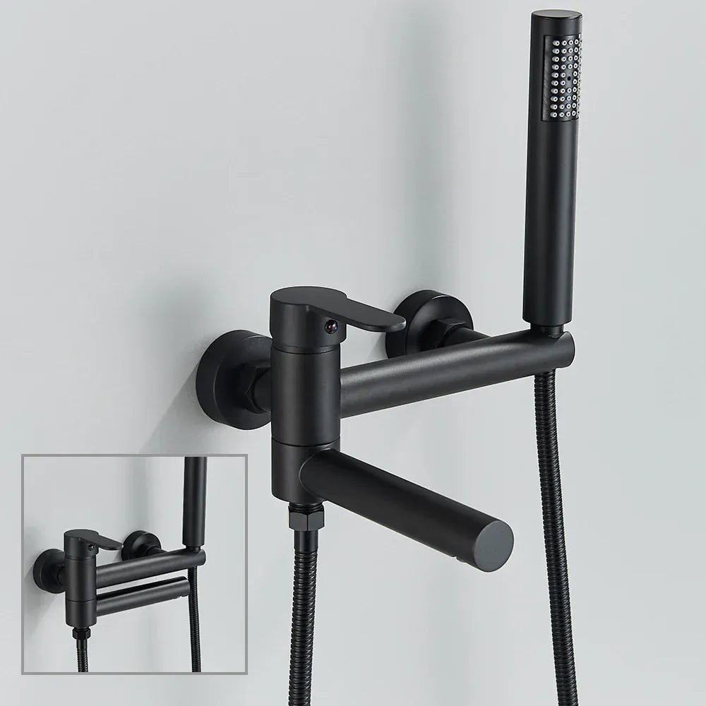 Mitigeur de baignoire avec douchette noir mat