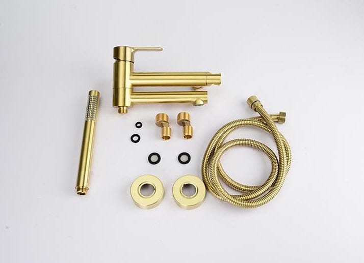 Mitigeur de baignoire avec douchette or brossé