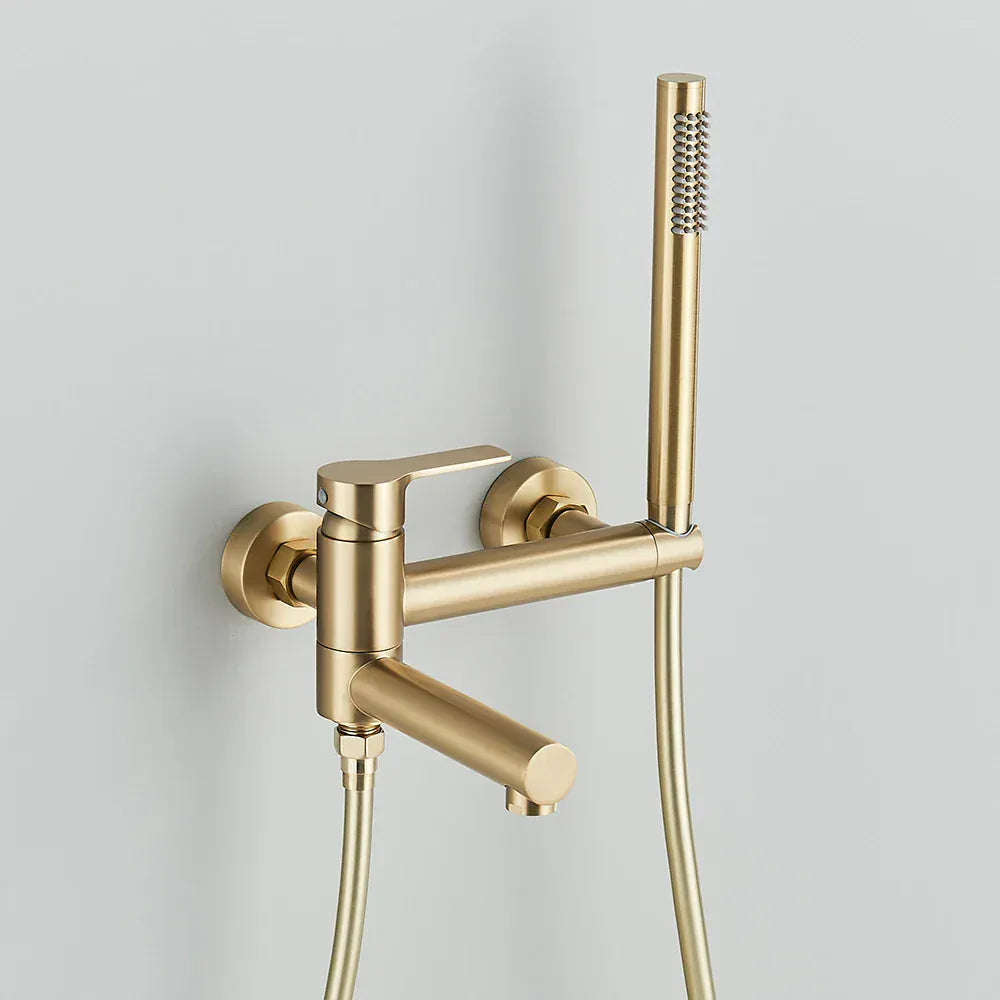 Mitigeur de baignoire avec douchette or brossé
