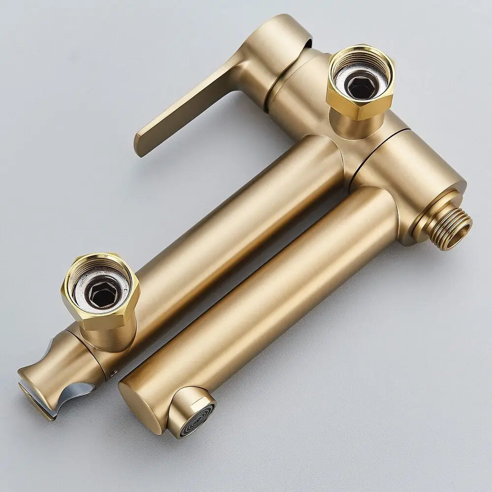 Mitigeur de baignoire avec douchette or brossé