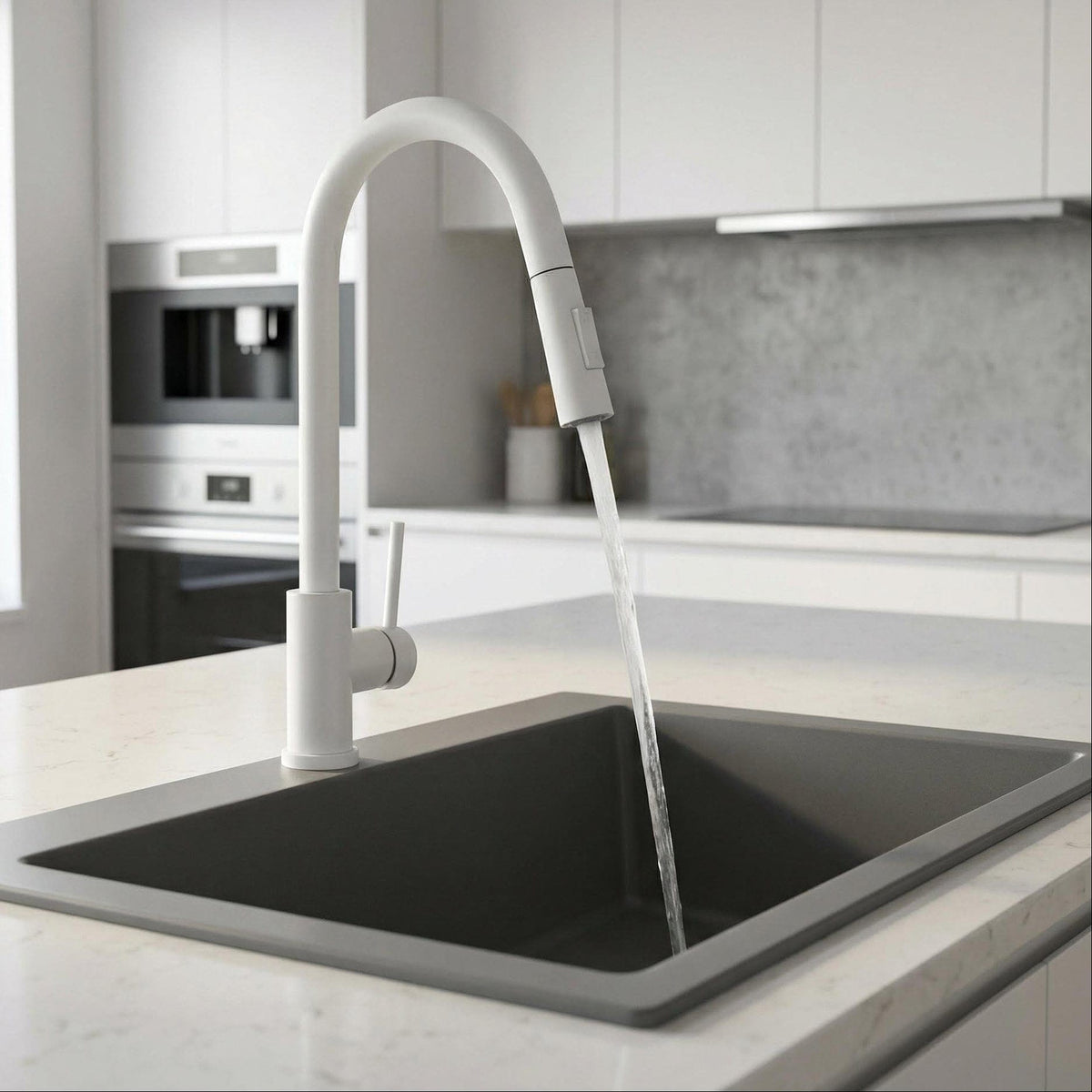 Mitigeur de cuisine avec douchette blanc