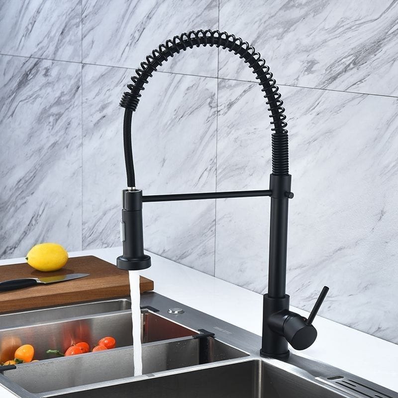 Mitigeur de cuisine avec douchette extractible noir mat