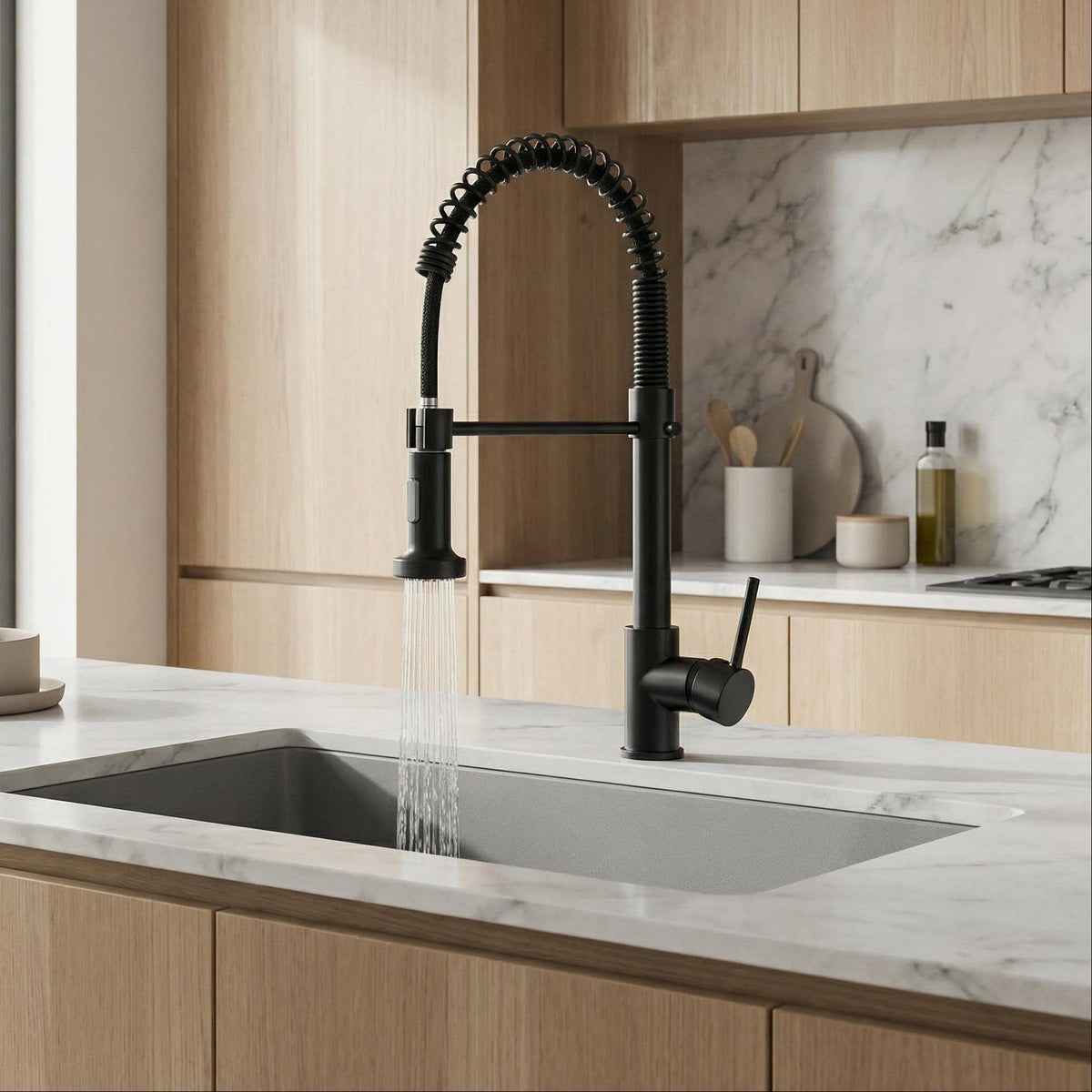 Mitigeur de cuisine avec douchette extractible noir mat