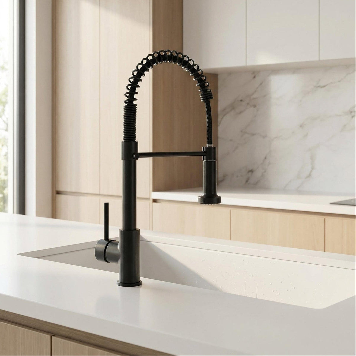 Mitigeur de cuisine avec douchette extractible noir mat