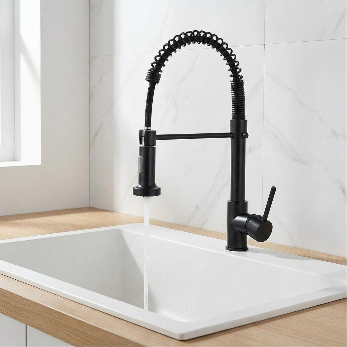 Mitigeur de cuisine avec douchette extractible noir mat