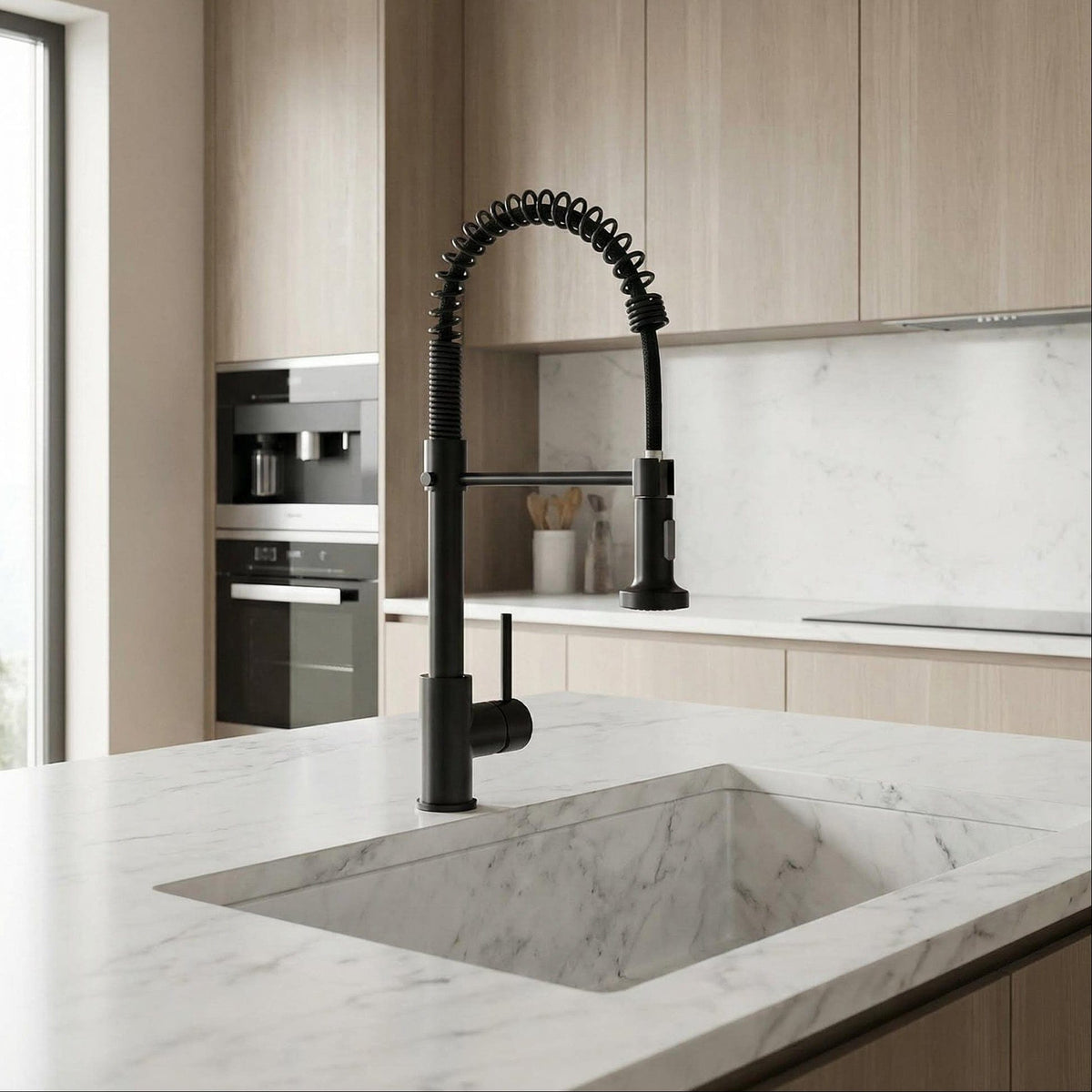 Mitigeur de cuisine avec douchette extractible noir mat