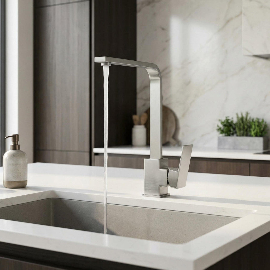 Mitigeur de cuisine design gris brossé