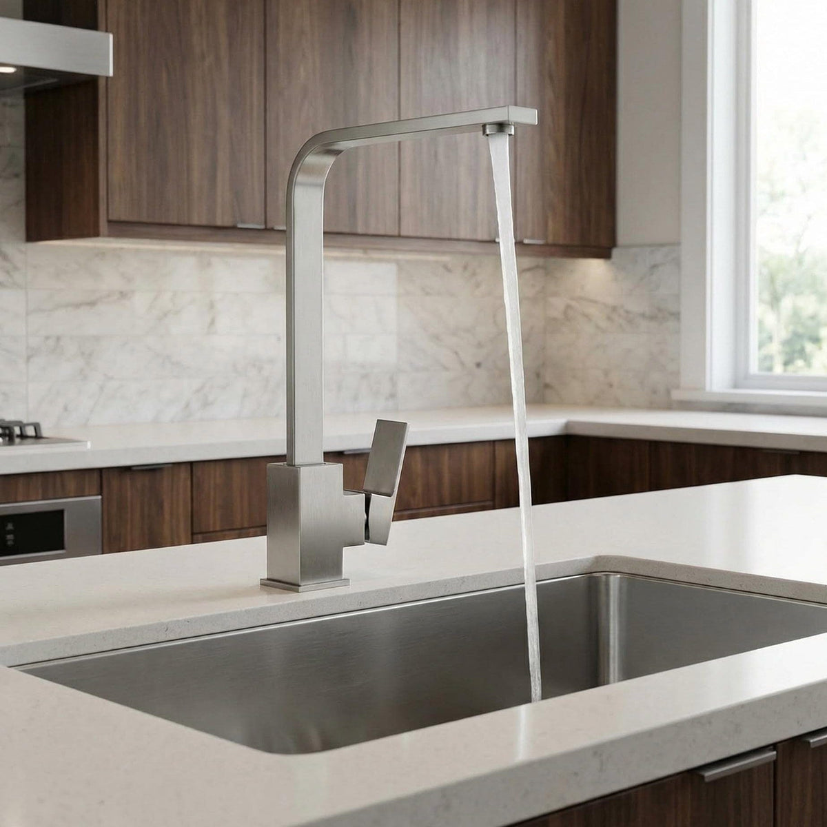 Mitigeur de cuisine design gris brossé