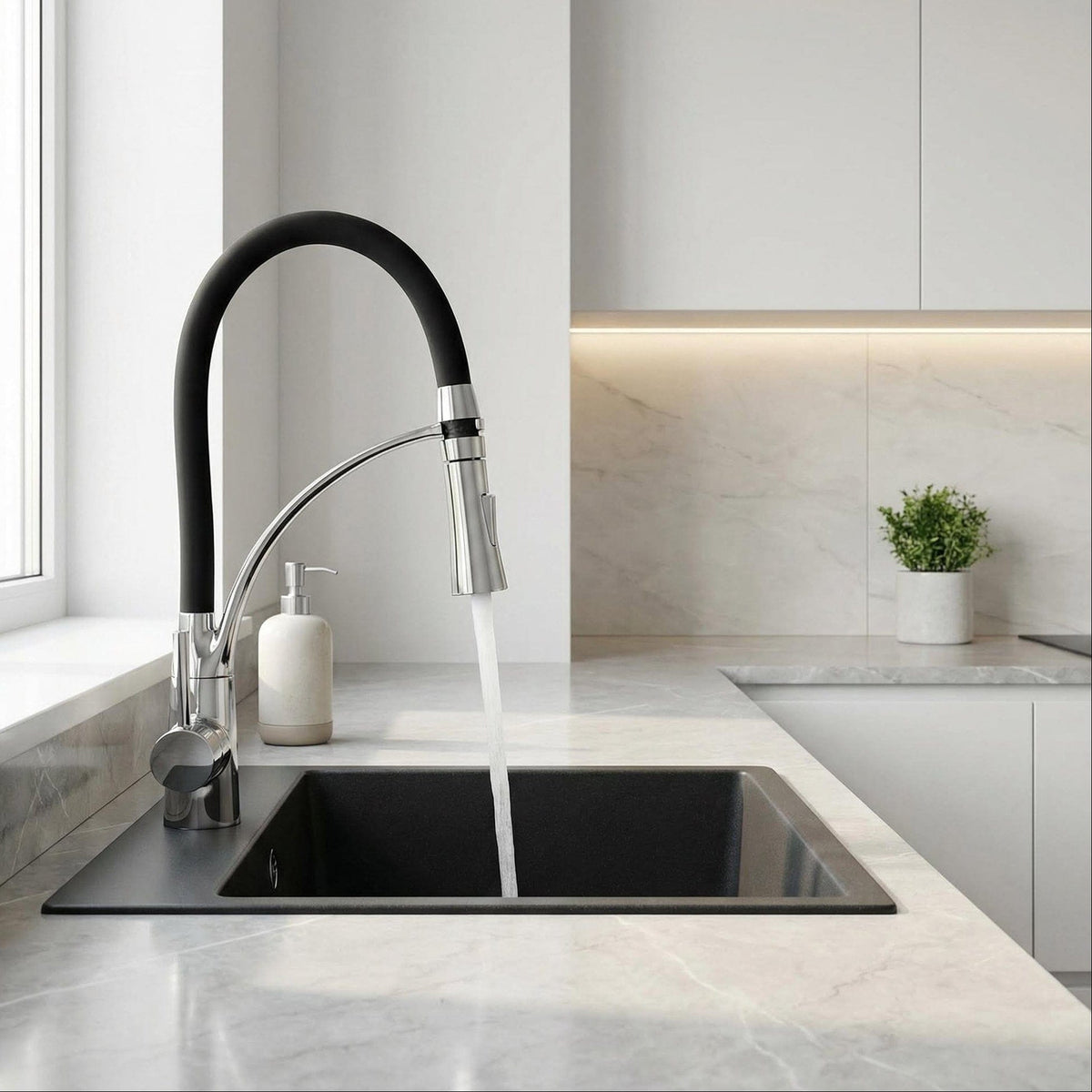 Mitigeur de cuisine en caoutchouc chromé