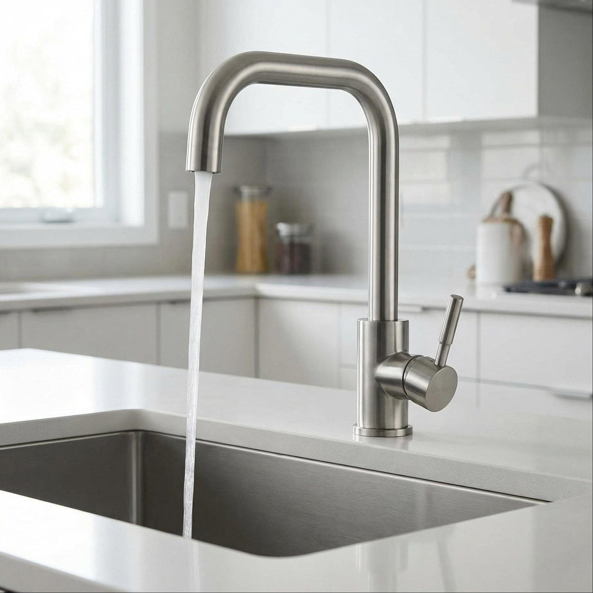 Mitigeur de cuisine gris brossé