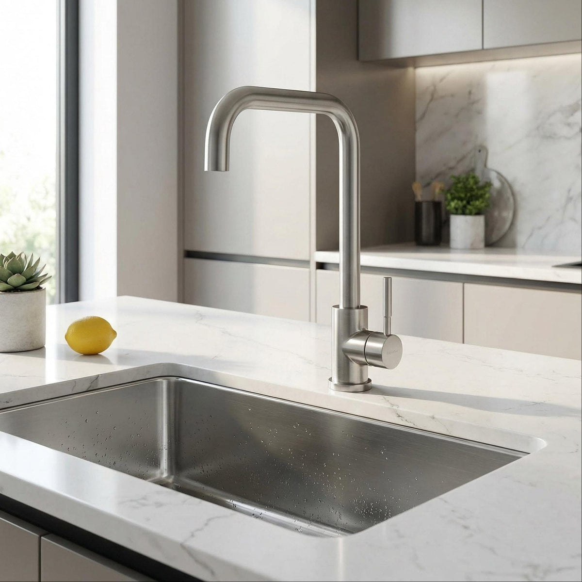 Mitigeur de cuisine gris brossé