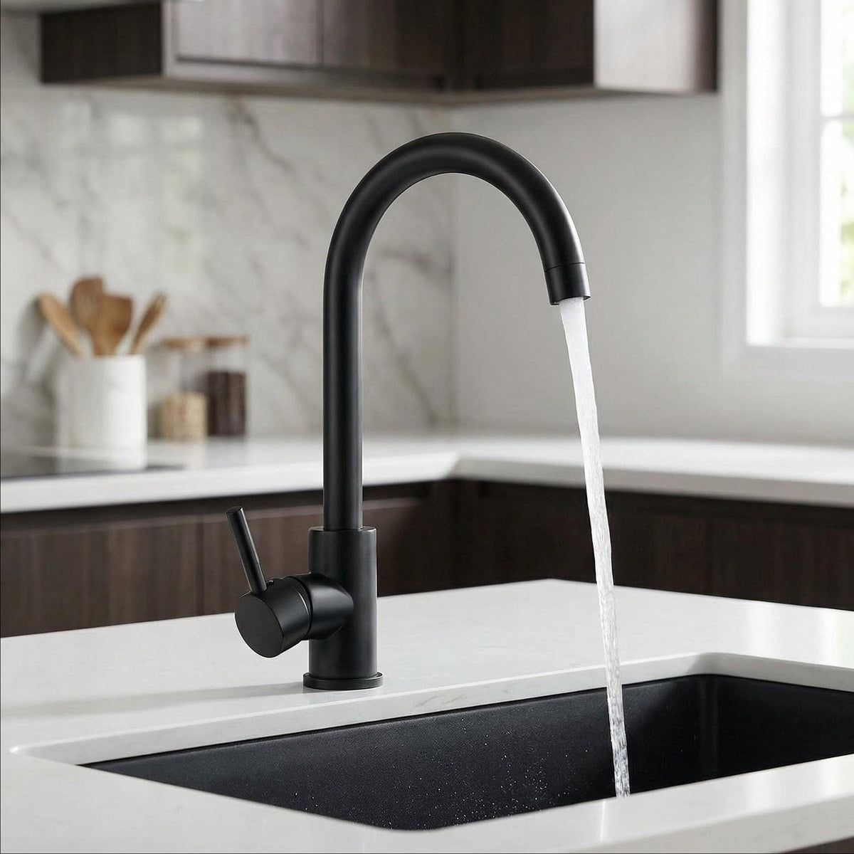 Mitigeur de cuisine moderne noir mat