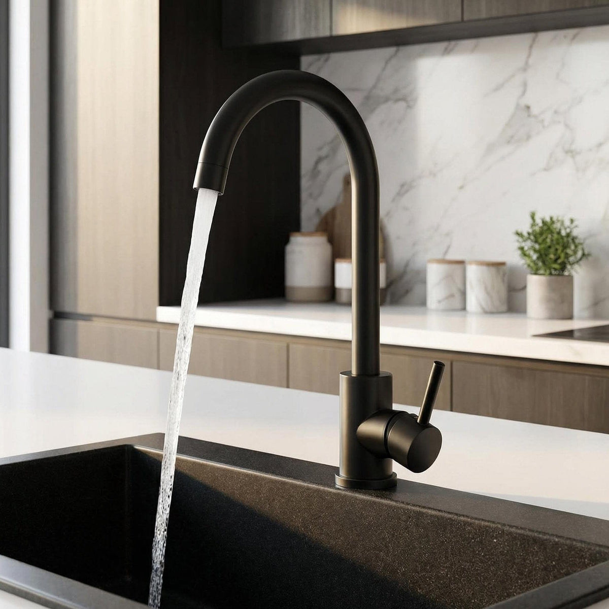 Mitigeur de cuisine moderne noir mat