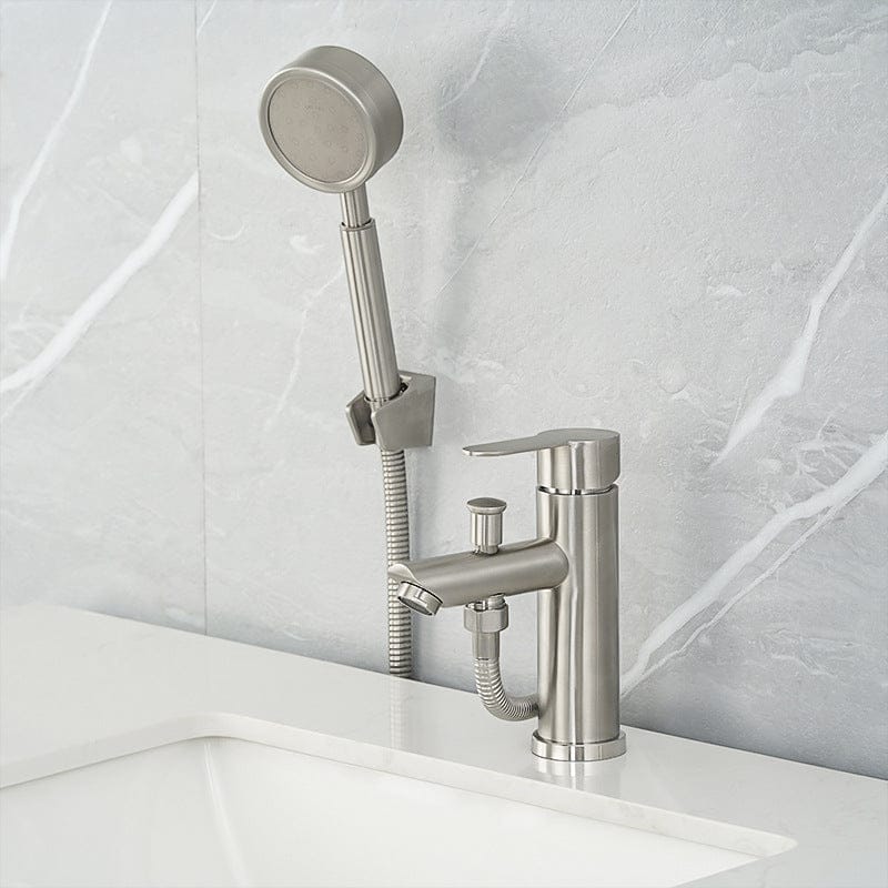 Mitigeur de douche avec pommeau gris brossé