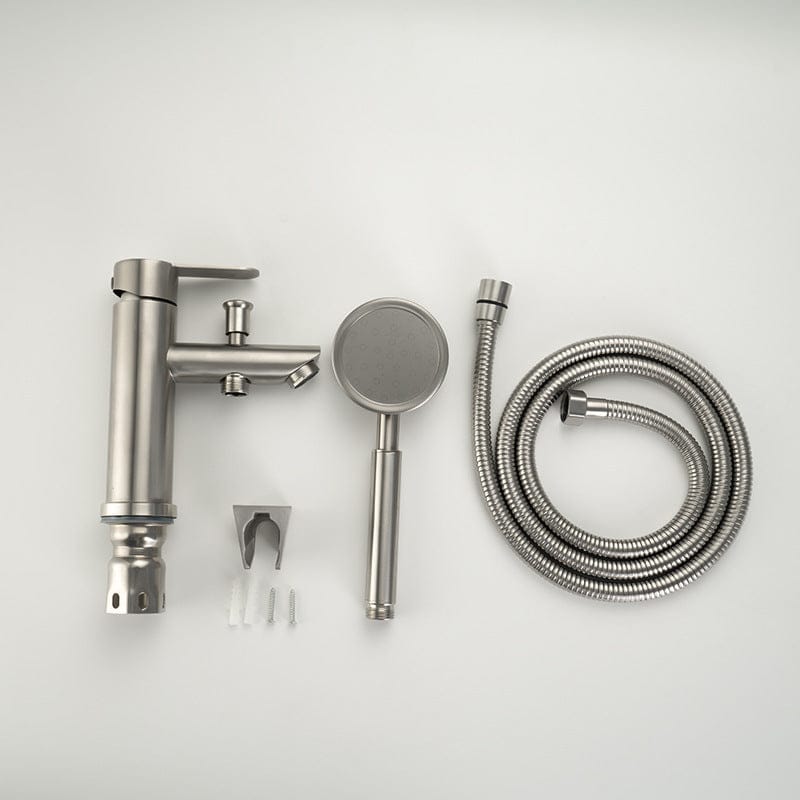 Mitigeur de douche avec pommeau gris brossé