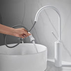 Mitigeur de lavabo avec douchette extractible blanc