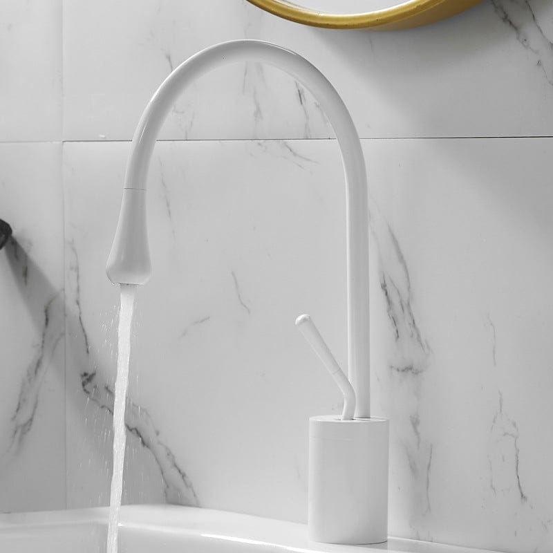 Mitigeur de lavabo avec douchette extractible blanc