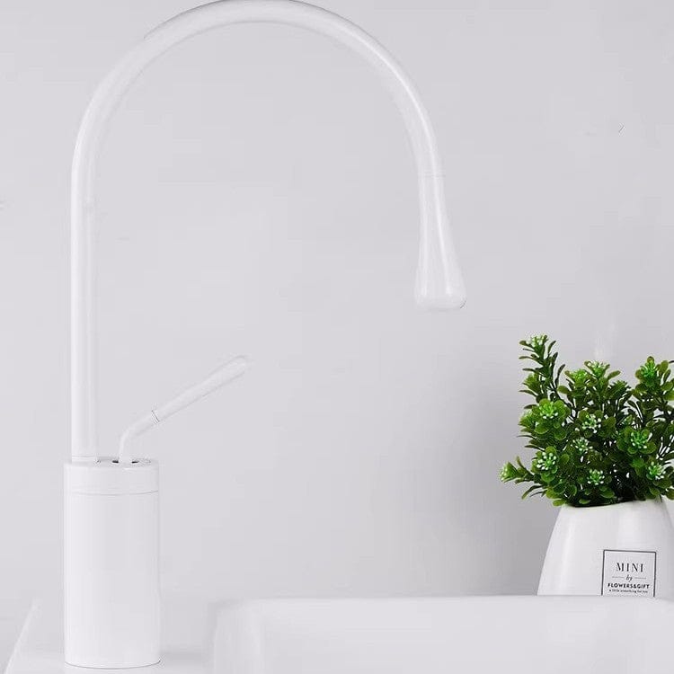 Mitigeur de lavabo avec douchette extractible blanc