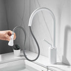 Mitigeur de lavabo avec douchette extractible blanc