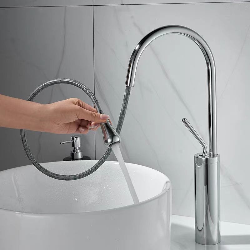 Mitigeur de lavabo avec douchette extractible chromé