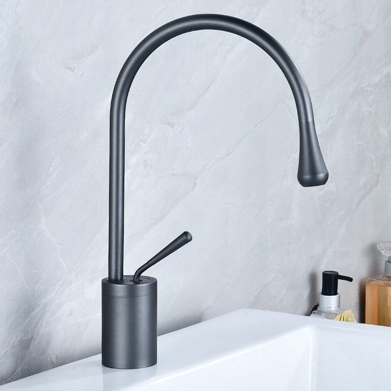 Mitigeur de lavabo avec douchette extractible gris brossé