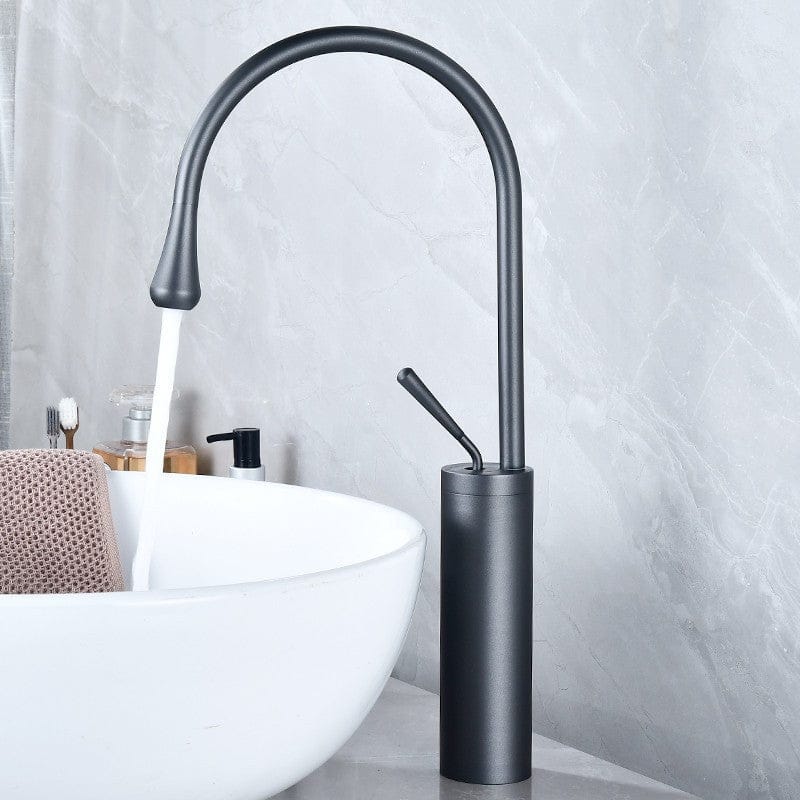 Mitigeur de lavabo avec douchette extractible gris brossé