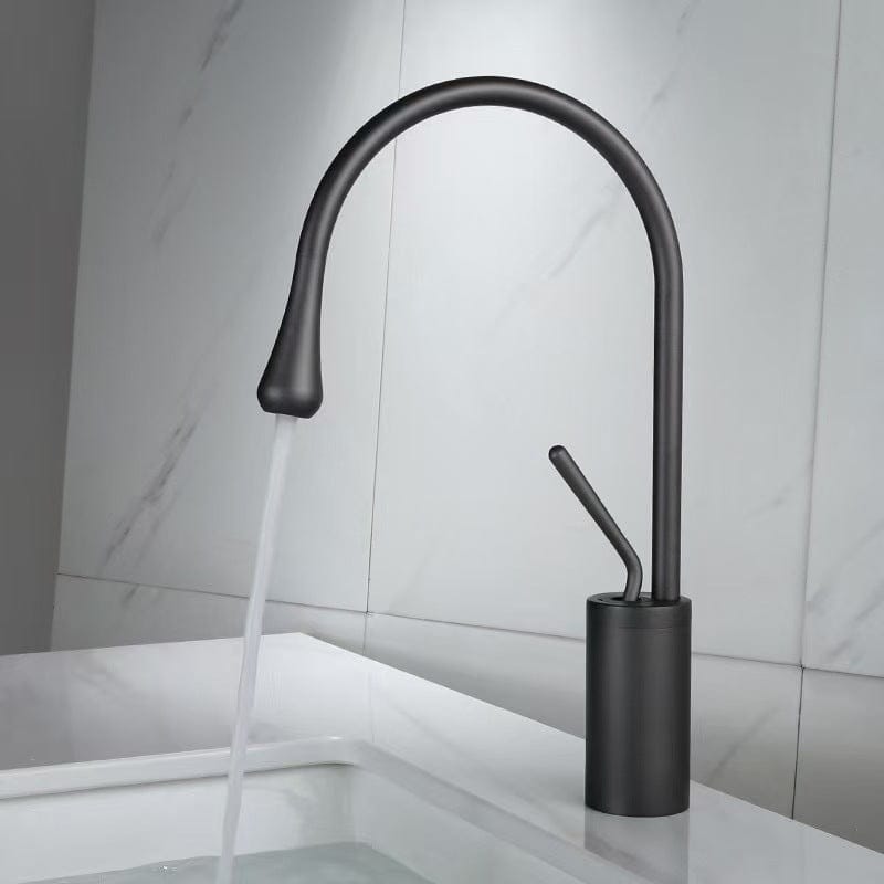 Mitigeur de lavabo avec douchette extractible gris brossé