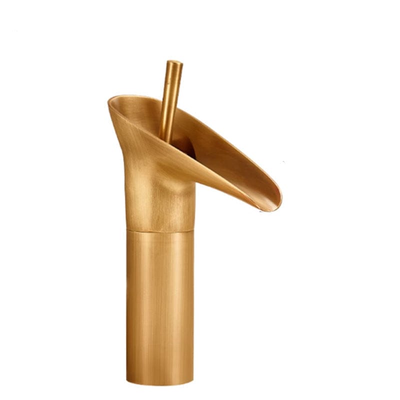 Mitigeur de lavabo cascade haut en or brossé