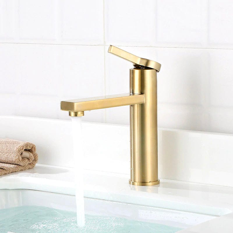 Mitigeur de lavabo de salle de bain en or brossé