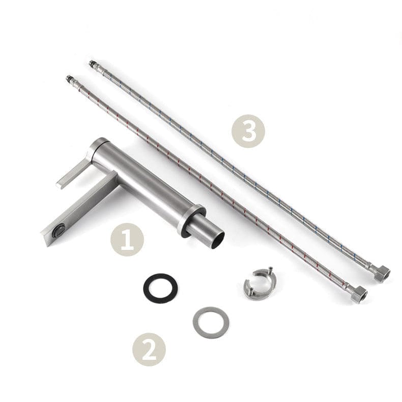 Mitigeur de lavabo de salle de bain gris brossé