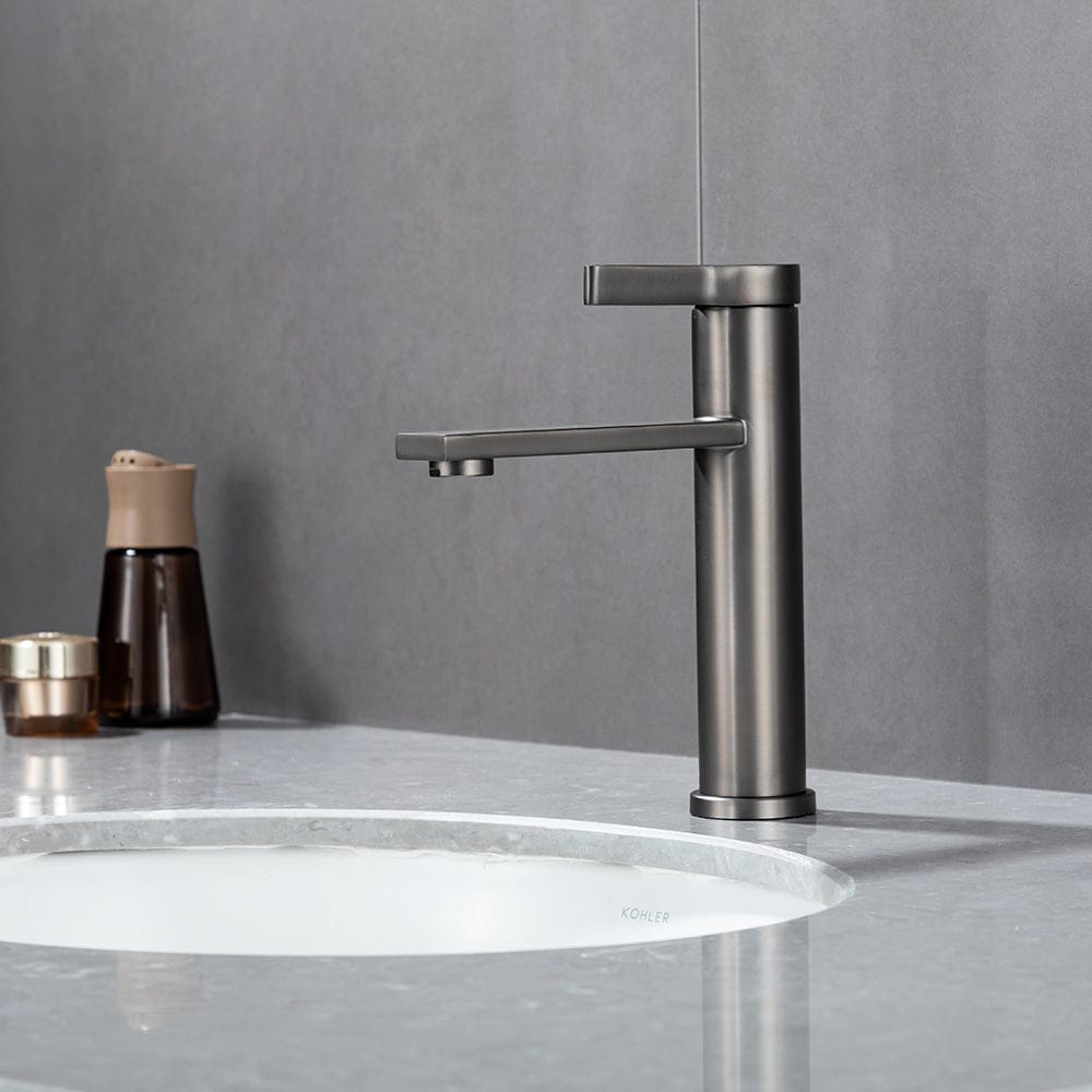 Mitigeur de lavabo de salle de bain gris brossé
