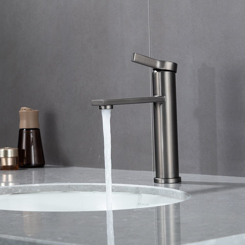Mitigeur de lavabo de salle de bain gris brossé