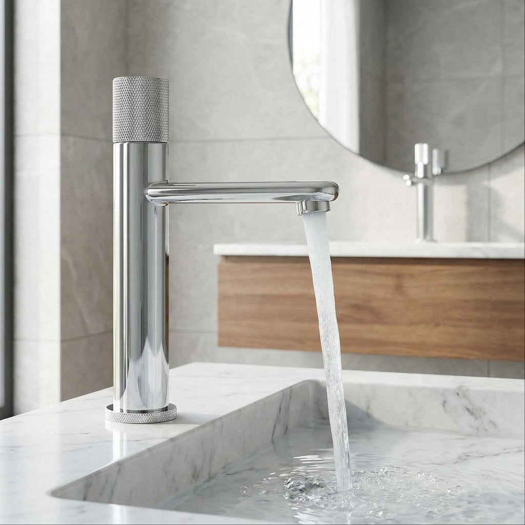 Mitigeur de lavabo en inox chromé