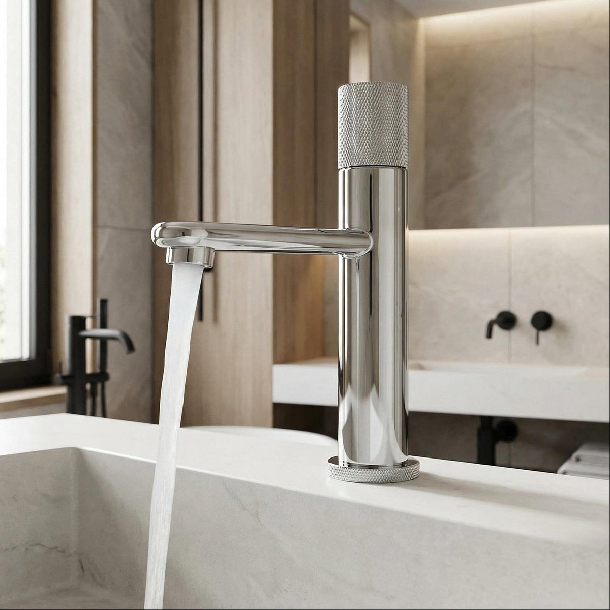 Mitigeur de lavabo en inox chromé