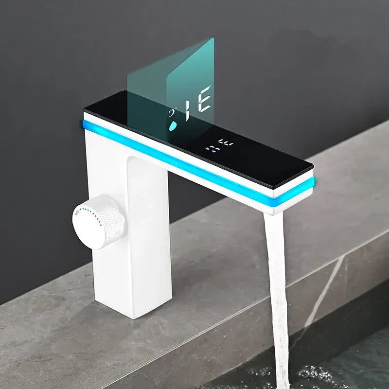 Mitigeur de lavabo led blanc