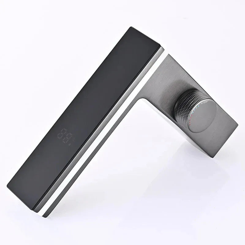 Mitigeur de lavabo led gris brossé